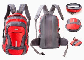 LL-175 RED BACKPACK W/LAPTOP SLEEVE CITY BAG 18" L