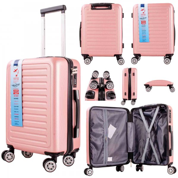 T-HC-US-22 ROSE GOLD CABIN-SIZE TRAVEL TROLLEY SUITCASE