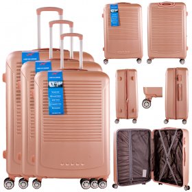 T-HC-16 ROSE GOLD SET OF 3 TRAVEL TROLLEY SUITCASE