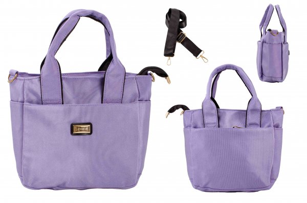 2433 LILAC POLYESTER XTRA TOP ZIP HANDBAG WITH DETACHABLE STRAP