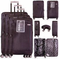 JB 2075 BLACK SET OF 3 TRAVEL TROLLEY SUITCASES