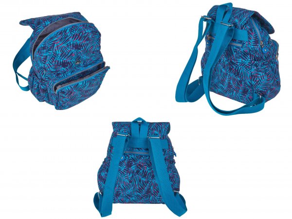 2504 Patt'nd Crinkled Nylon B'Pck,2Zips,2Pocket BLUE