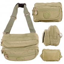 LL-245 KHAKI BUM/SHOULDER BAG W/4 ZIP POCKETS