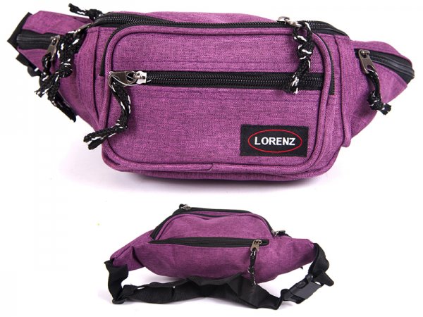 2512 PURPLE bumbag with 2 top zips & 2 front zips 1 EA