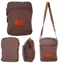 LL-166 CHOCOLATE X-BODY 3 ZIP SHOULDER BAG