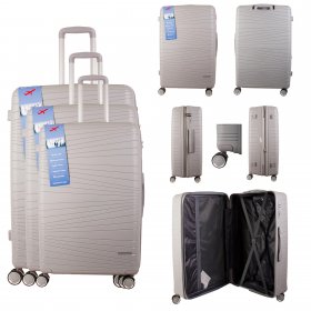 T-HC-PP01 SILVER SET OF 3 TRAVEL TROLLEY SUITCASE