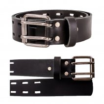 BLACK 1.5'' DOUBLE PRONG & PUNCH HOLE XXL BELT