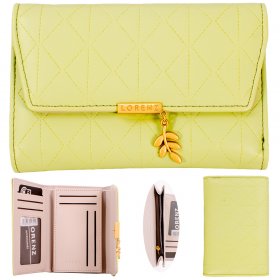 7258 PALE LIME MEDIUM QUILTED EFFECT PU RFID PURSE