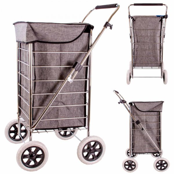 ST-FOUR-01 GREY 4-WHEEL SHOPPING TROLLEY