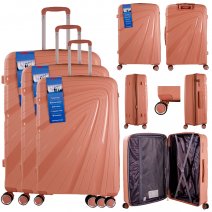 T-HC-PP03 ROSE GOLD SET OF 3 TRAVEL TROLLEY SUITCASE