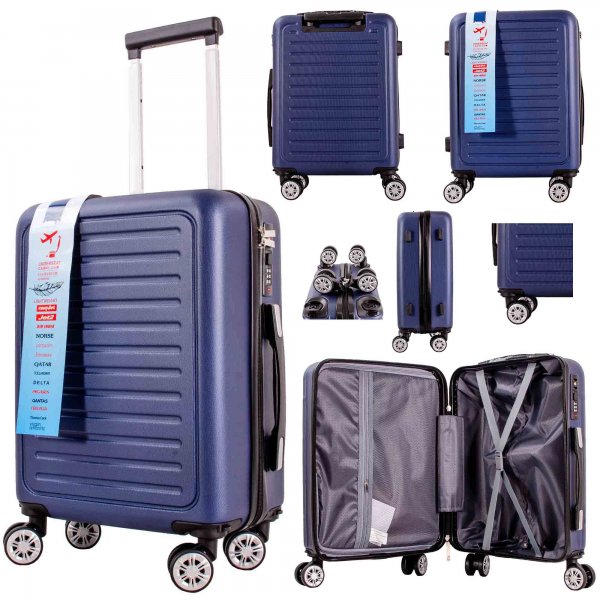 T-HC-US-22 NAVY CABIN-SIZE TRAVEL TROLLEY SUITCASE