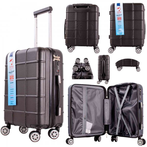 T-HC-US-21 BLACK CABIN-SIZE TRAVEL TROLLEY SUITCASE