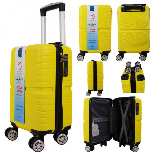 T-HC-US-11 YELLOW 15.7'' UNDER-SEAT CABIN-SIZE TRAVEL TROLLEY