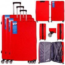 T-HC-11 RED SET OF 3 TRAVEL TROLLEY SUITCASE