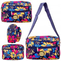 LL-157A NAVY GOLDEN FLOWER 4 ZIP SHOULDER BAG