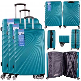 T-HC-13 GREEN SET OF 3 TRAVEL TROLLEY SUITCASE