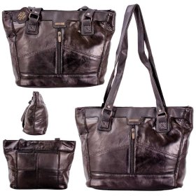 1933 BLACK TWIN HANDLE TOP ZIP S.NIPPA FASHION TOTE/SHOPPER BAG