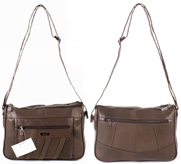 1968 BROWN S.Nappa Dble Top Zip Bag, Bck, Frnt Zips