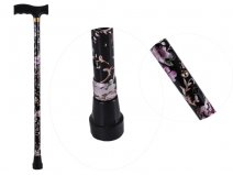 2880 BLACK FLORAL PATTERNED ADJUSTABLE WALKING STICK