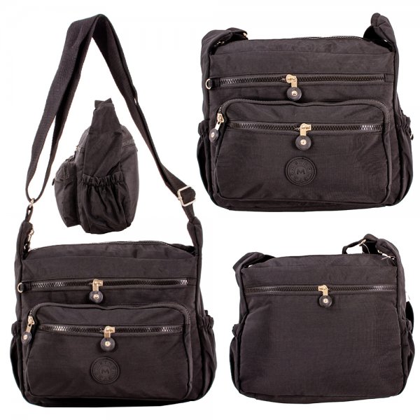 LL-250 BLACK 5 ZIP SHOULDER BAG