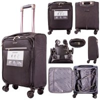 ROCKLANDS BLACK 20'' TRAVEL TROLLEY SUITCASE