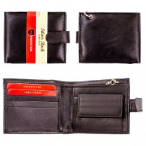 CW3 BLACK RFID LEATHER WALLET WITH CHAIN