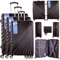 T-HC-13 BLACK SET OF 3 TRAVEL TROLLEY SUITCASE