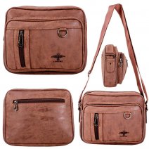 6898 D.BROWN 2-TONE 3/ZIP X-BODY BAG