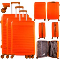 T-HC-17 ORANGE SET OF 3 TRAVEL TROLLEY SUITCASE