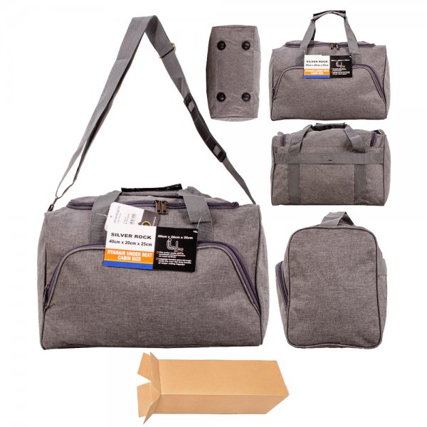 TB-17 GREY HOLDALL UNISEX CABIN BAG W/ADJUSTABLE STRAP BOX OF 25