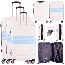 T-HC-26 WHITE SET OF 3 TRAVEL TROLLEY SUITCASE