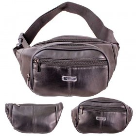 1444 BLACK S.NAPPA LEATHER BUMBAG W/3 ZIPS