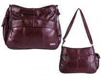 3743 Burgundy Cow Hide Bag Twin Top + 2 Zips