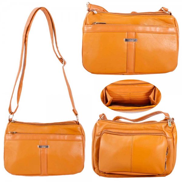 1954 TAN TWIN TOP LEATHER FASHION SHOULDER BAG