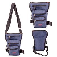 2517 NAVY BIKER HIP/SHOULDER BAG W/5 ZIP