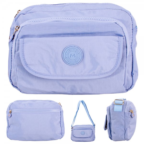 LL-252 LIGHT BLUE 4 ZIP SHOULDER BAG