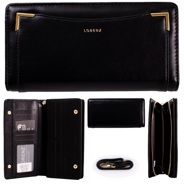 7265 BLACK LARGE PU WALLET PURSE W/MULTIPLE CARD SECTION