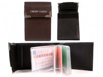 7311 DARK BROWN Grained PU 20 Leaf C.Card Case with Flap