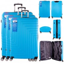 T-HC-10 LIGHT BLUE SET OF 3 TRAVEL TROLLEY SUITCASES