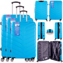 T-HC-25 LIGHT BLUE SET OF 3 TRAVEL TROLLEY SUITCASE