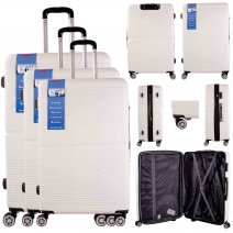 T-HC-12 WHITE SET OF 3 TRAVEL TROLLEY SUITCASE