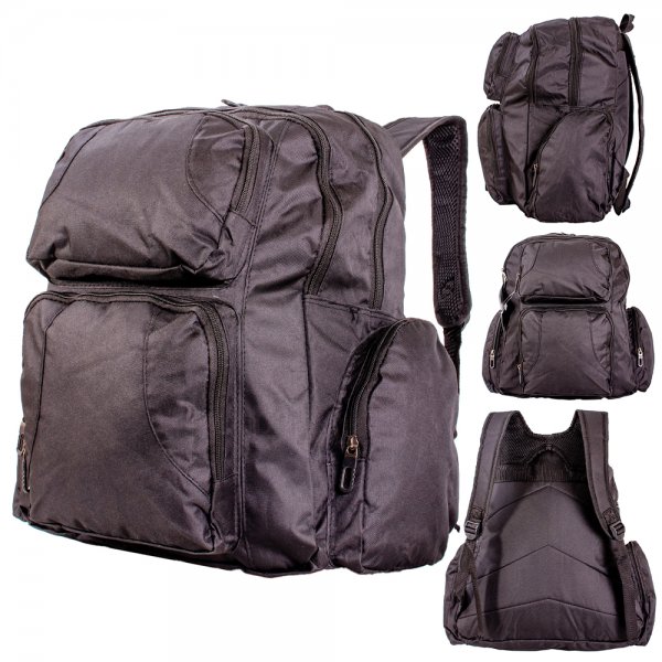 BP-122 BLACK BACKPACK WITH MULTIPLE POCKETS