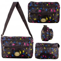 LL-157B BLACK BIRDS 4 ZIP SHOULDER BAG