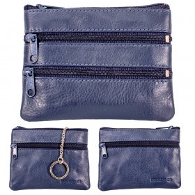 0997 NAVY GRAINED C.NAPPA PURSE W/2 FRONT & BACK ZIP