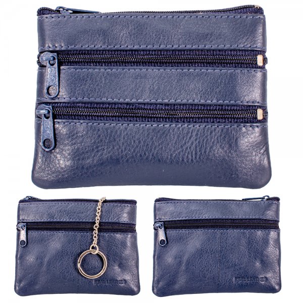 0997 NAVY GRAINED C.NAPPA PURSE W/2 FRONT & BACK ZIP