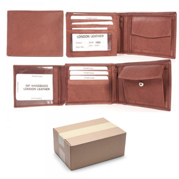 1060 TAN LONDON LEATHER WALLET 12 PACK