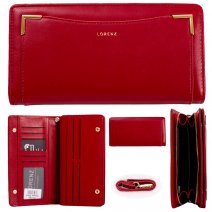 7265 DEEP RED LARGE PU WALLET PURSE W/MULTIPLE CARD SECTION
