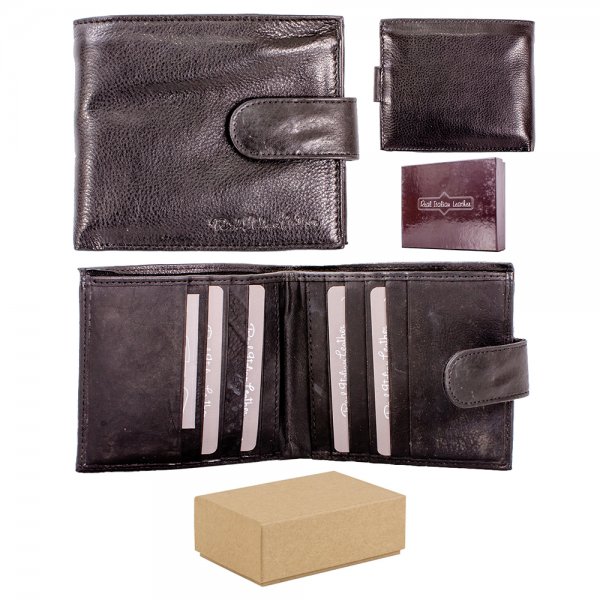 1016 BLACK RFID ITALIAN LEATHER WALLET BOX OF 12