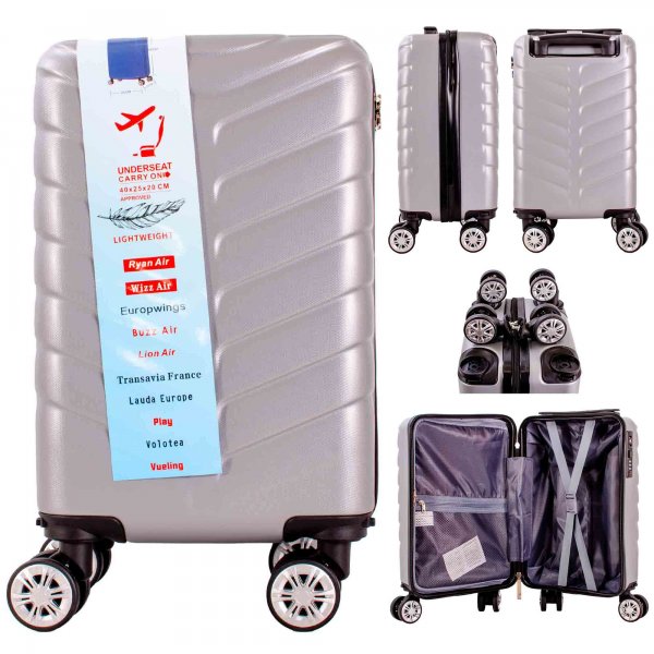 T-HC-US-14 SILVER 15.7'' UNDER-SEAT CABIN-SIZE TRAVEL TROLLEY