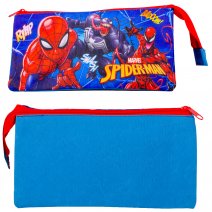 000508316 NAVY SPIDERMAN TRIPPLE POUCH RECTANGULAR PENCIL CASE